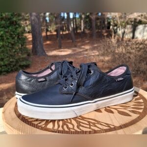 Vans Women's Camden Delux Black Leather Sneakers Size 10